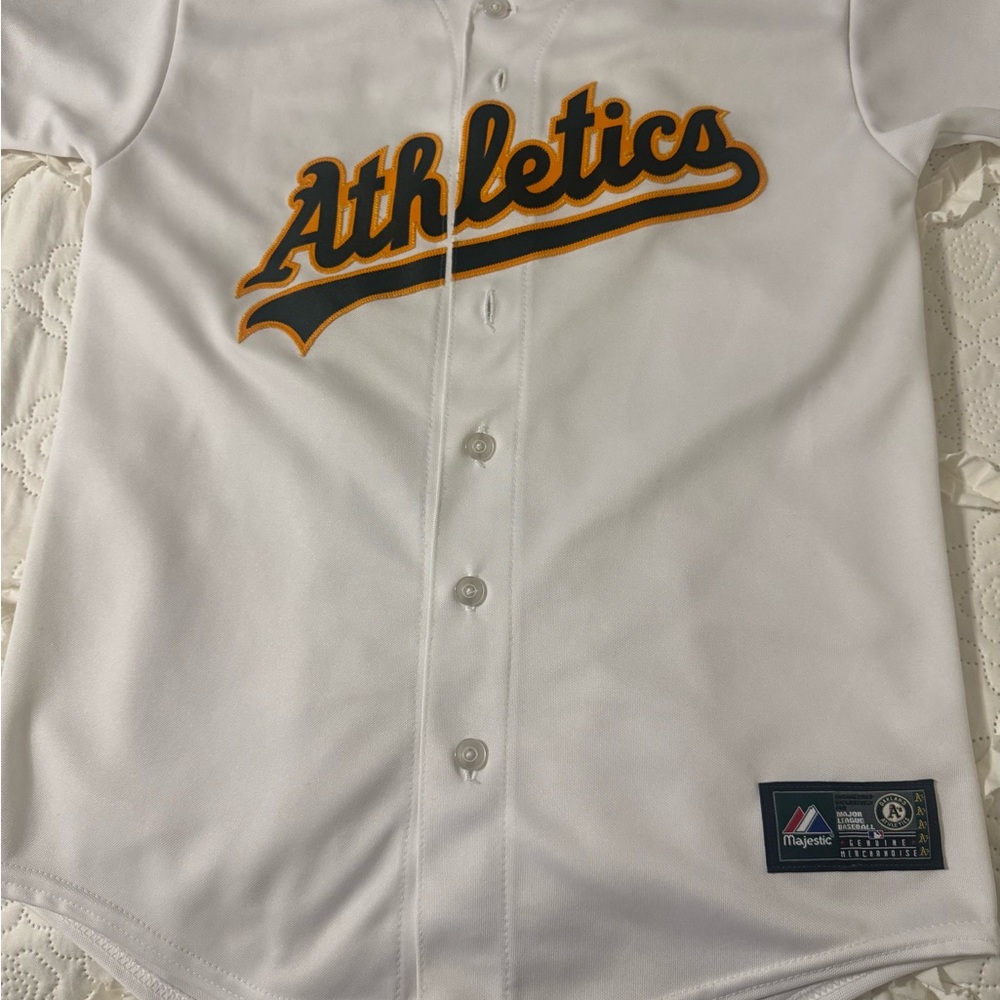 Majestic White Baseball Jersey with Team Patch
